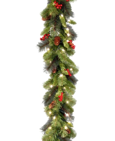 National Tree Company 9' Crestwood Spruce Garland With 50 Soft White Lights In Green