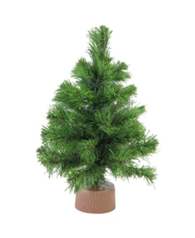 Northlight 12" Mini Pine Artificial Christmas Tree In Faux Wood Base In Brown
