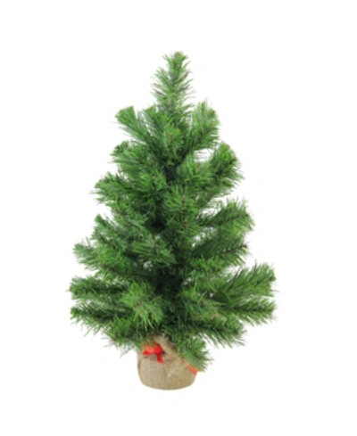 Northlight 18" Mini Pine Artificial Christmas Tree In Burlap Base In Green