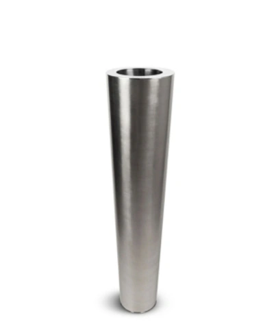 Le Present Satino Fluta Stainless Steel Flute Vase 47" In Silver