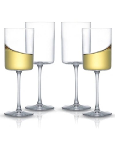 Joyjolt Claire Cyrstal Cylinder White Wine Glasses - 11.4 oz - Set Of 4 In Clear