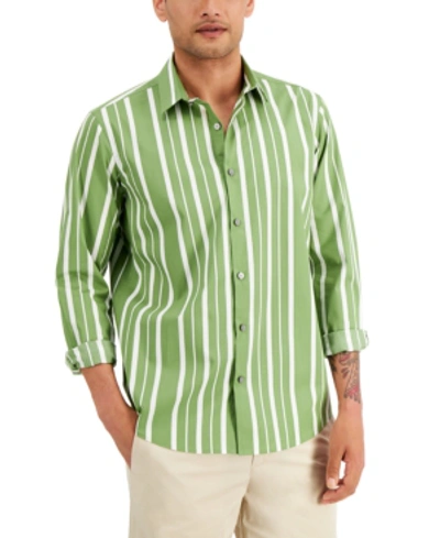 Alfani Men's Vertical Striped Shirt, Created For Macy's In Calliste Green