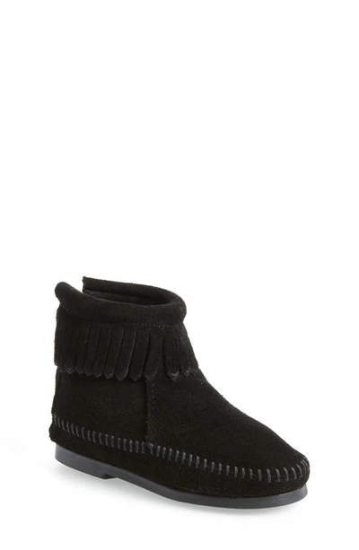 Minnetonka Kids' Back Zip Boot In Black