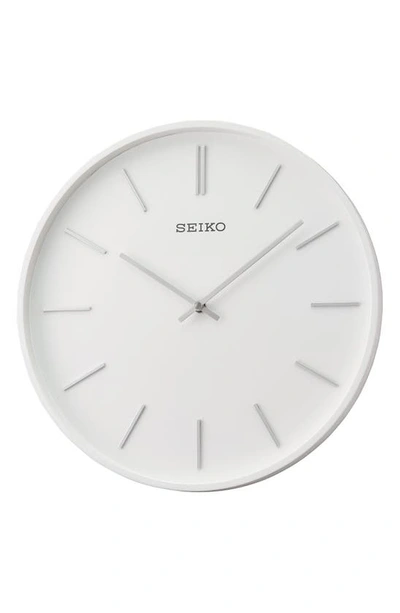 Seiko Pax Wall Clock In White And Silver