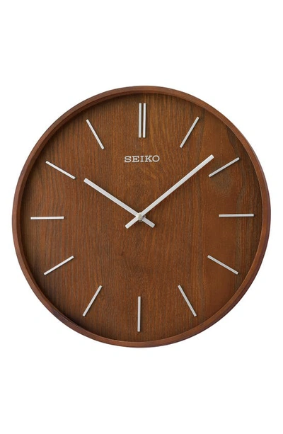 Seiko Maddox Wall Clock In Brown And Silver