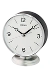 Seiko Hutton Desk & Table Clock In Black And Silver