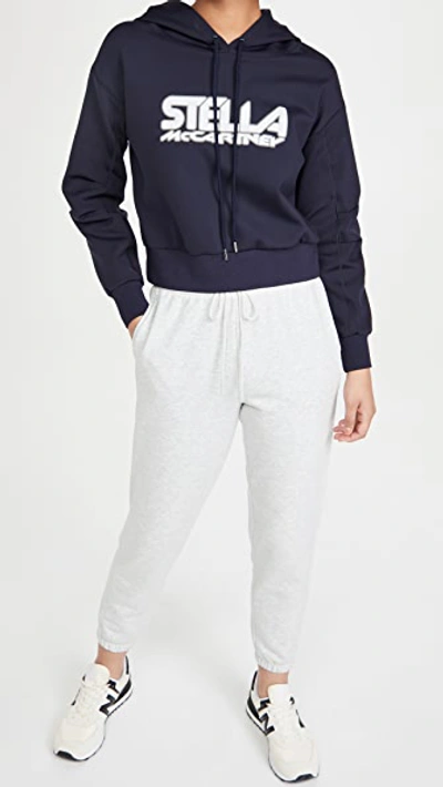 Stella Mccartney Scuba Sweatshirt With Logo And Drawstring Hood In Blue