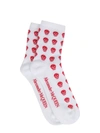 Alexander Mcqueen White & Red Multiskull Socks In Bianco