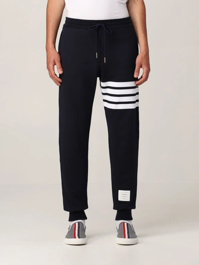 Thom Browne Cotton Tracksuit Pants In Blue