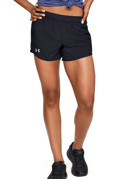 Under Armour Fly By 2.0 Woven Running Shorts In Black / Black / Reflective