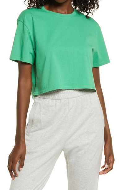 Open Edit Boxy Crop T-shirt In Green Grass