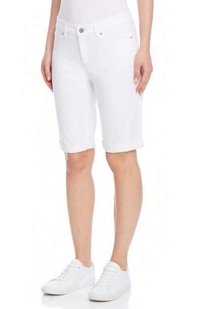Jones New York Lexington High Waist Denim Bermuda Shorts In Soft White