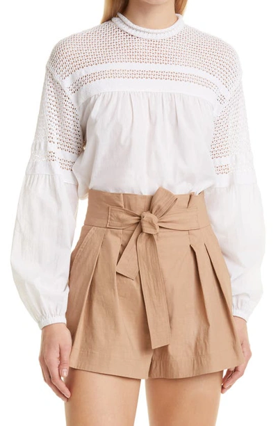 A.l.c Remi Lace Eyelet Puff-sleeve Top In White