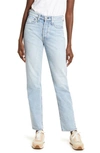 Rag & Bone Maya Frayed High Waist Slim Straight Leg Jeans In Montauk