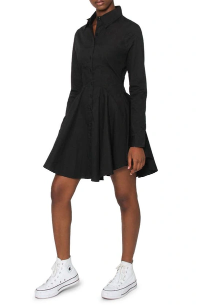 Absence Of Colour Addie Long Sleeve Shirtdress In Black