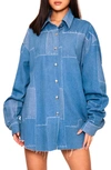 ABSENCE OF COLOUR OVERSIZE PATCHWORK DENIM SHIRT,SS21A126