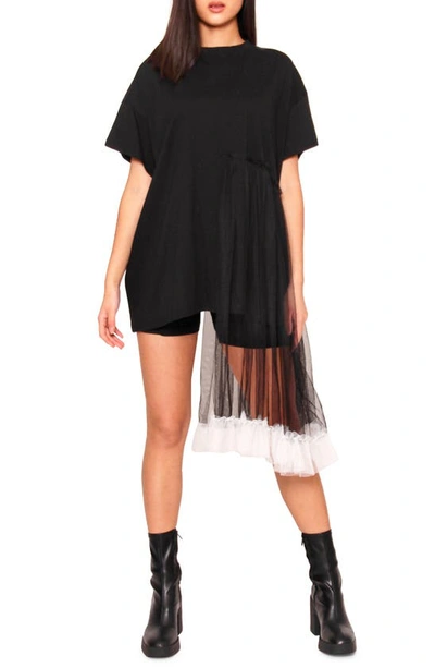 Absence Of Colour Birta Asymmetric Overlay T-shirt Dress In Black