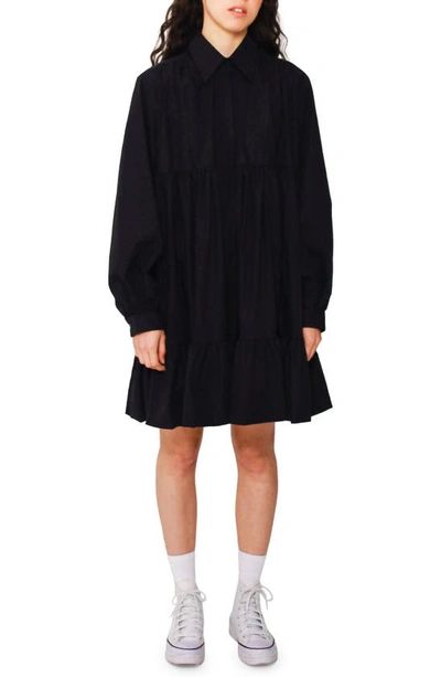 Absence Of Colour Lilly Long Sleeve Swing Dress In Black