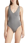 Richer Poorer V-neck Bodysuit In Gunmetal