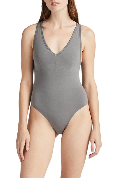 Richer Poorer V-neck Bodysuit In Gunmetal
