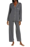 Eberjey Gisele Long Pj Set In Graphite/ Sorbet Pink
