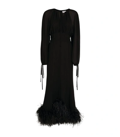 16arlington Feather-trim Davis Midi Dress In Black
