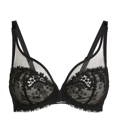 Simone Perele Embroidered Full Cup Plunge Bra In Black