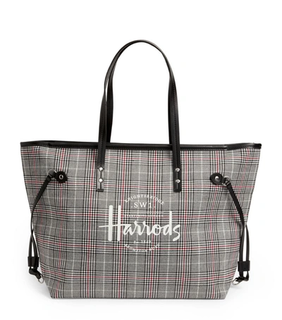 Harrods Southbank Grey Check Tote Bag In Multi