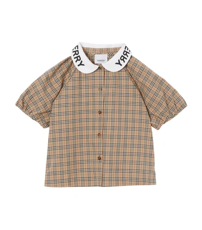 Burberry Kids Check Logo Blouse (3-14 Years) In Neutrals