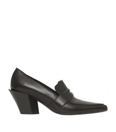 Burberry Leather Heeled Loafers 55 In Black