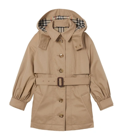Burberry Kids Cotton Twill Trench Coat (3-14 Years) In 中性色