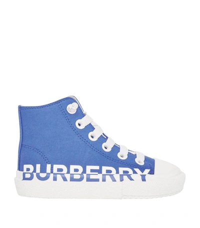Burberry Kid's Logo Print High-top Sneaker In Cobalt Blue