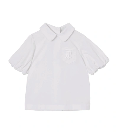 Burberry Kids Monogram-embroidered Blouse (3-14 Years) In White