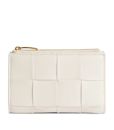 Bottega Veneta Leather Intrecciato Zip-around Wallet In White