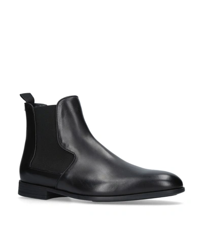 Harrys Of London Leather Mark Chelsea Boots In Black