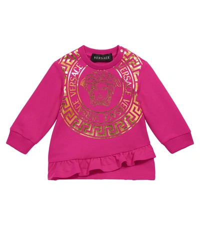 Versace Baby Medusa Stretch-cotton Sweatshirt Dress In 金色