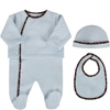 FENDI LIGHT BLUE SET WITH DOUBLE FF FOR BABY BOY,BUK068 ACVP F19J4