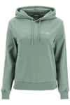 Apc Item Logo-print Cotton-jersey Hooded Sweatshirt In Vert Grise (khaki)
