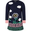 STELLA MCCARTNEY BLUE DRESS FOR GIRL WITH FLOWER AND CLOUDS,603456 SRM02 4018