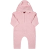 STELLA MCCARTNEY PINK JUMPSUIT FOR BABY GIRL WITH BEARS EARS,603417 SRM10 5563