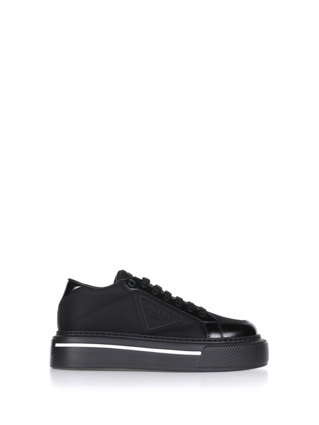 Prada Macro Re-nylon And Brushed Leather Sneakers In Nero 1 Prada Macro Re-nylon And Brushed Leather Sneakers In Nero 1