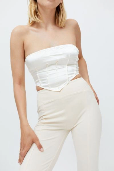 Motel Sanja Strapless Bustier Cropped Top In Ivory