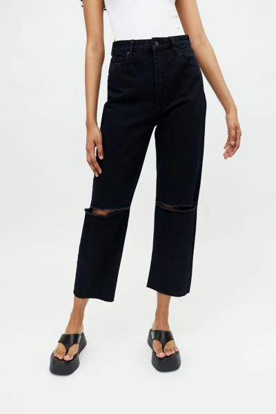 Abrand A Venice Straight Leg Jean - Dead Of Night In Washed Black
