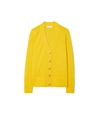 Tory Burch Merino Wool Cardigan In Golden Chartreuse