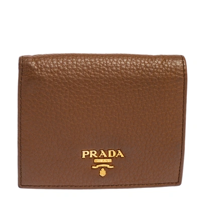 Pre-owned Prada Tan Leather Bifold Wallet