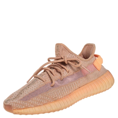 Pre-owned Yeezy X Adidas Beige/orange Cotton Knit Clay Boost 350 V2 Sneakers Size 41.5