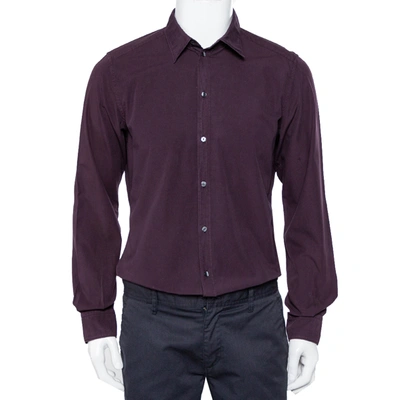 Pre-owned Dolce & Gabbana Magenta Cotton Button Front Shirt L In Purple