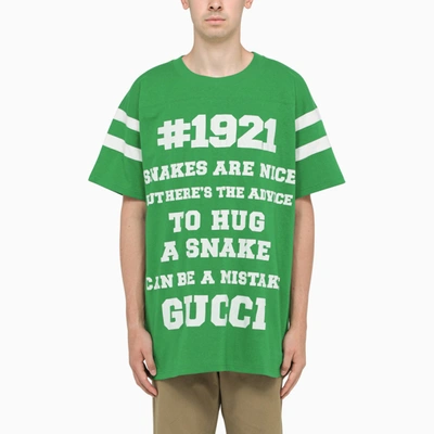Gucci Green To Hug A Snake Print T-shirt In White
