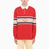 GUCCI RED POLO SWEATSHIRT WITH G INTERLOCKING,653379XJDGH-J-GUC-6429