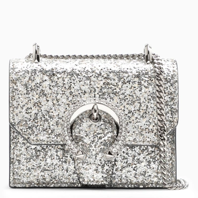 Jimmy Choo Silver Glittered Mini Paris Wallet In Metal
